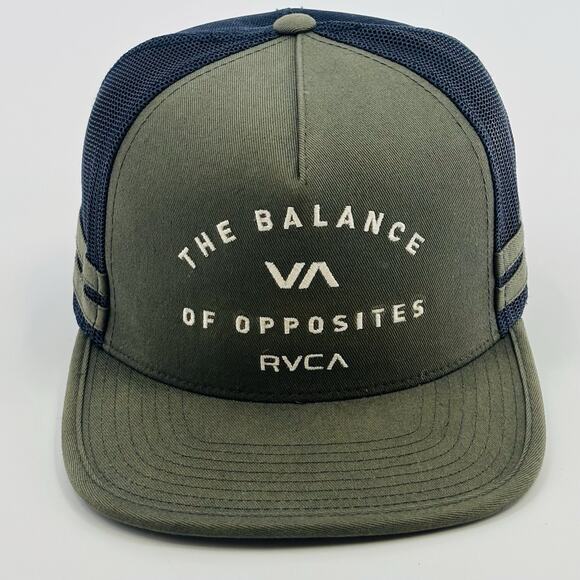 RVCA The Balance Of Opposites Casual SnapBack Trucker Hat Dark Green Skate Surf - Picture 1 of 6